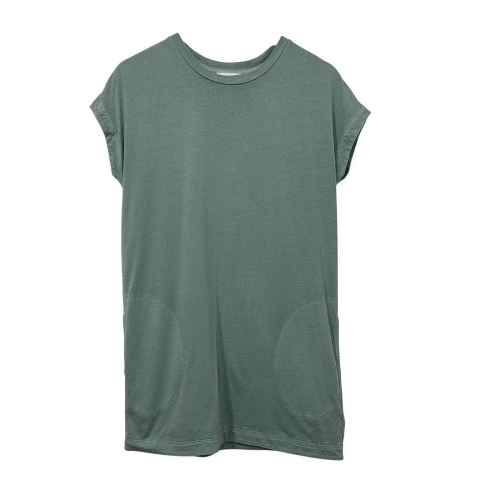 Aritzia Community Womens T Shirt Mini Dress Sz Small Green Short Sleeve Pockets